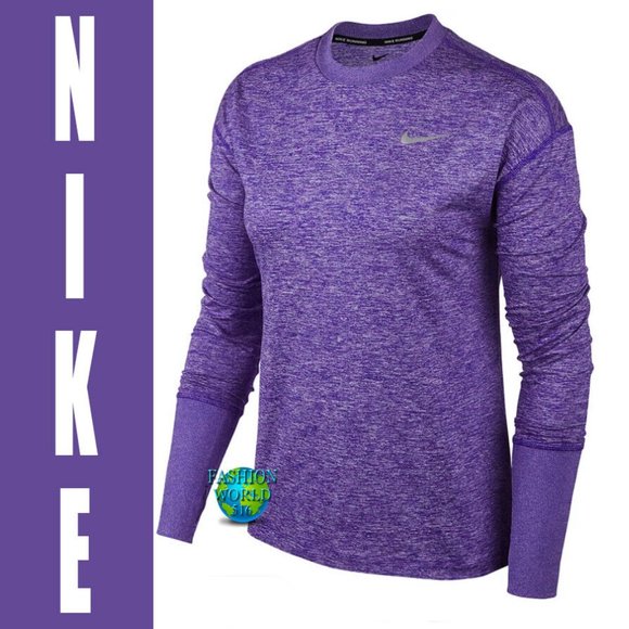 Nike Women's Dri-Fit Element Crew Long Sleeve Running Top Size XS DB4272 Purple - Picture 1 of 3